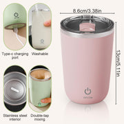 Automatic Magnetic Stirring Coffee Mug, 2025 New Rechargeable Coffee Cup with Mixer Built In, Rotatable Metal Coffee Mugs High Speed Mixing Cup for Office Home (White)