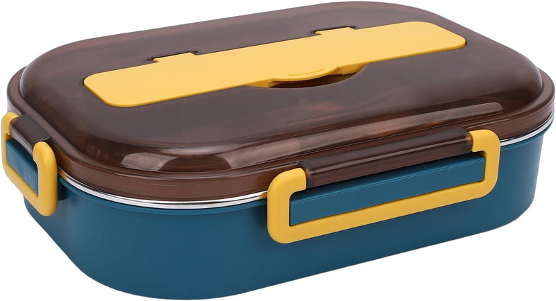 4 Compartment Bento Box, 316 Stainless Steel Leakproof Lunch Box, Meal Prep Container with Spoon Chopsticks Soup Bowl Phone Stand for Office School Travel Outdoor (Pink and Purple) - Blue Yellow