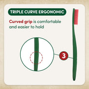Euthymol Classic Toothbrush, Large - (4 Pack) Full Head, Soft Bristle Triple Curve Manual Toothbrush for Maximum, Efficient Cleaning and Sensitive Gums and Teeth