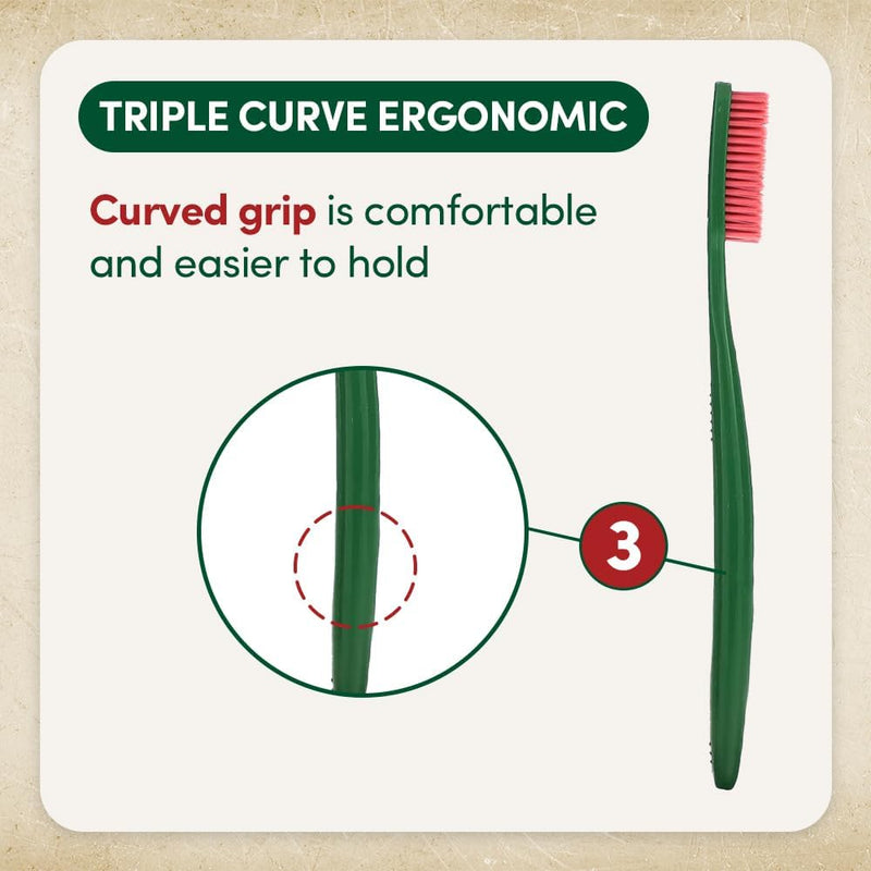 Euthymol Classic Toothbrush, Large - (4 Pack) Full Head, Soft Bristle Triple Curve Manual Toothbrush for Maximum, Efficient Cleaning and Sensitive Gums and Teeth