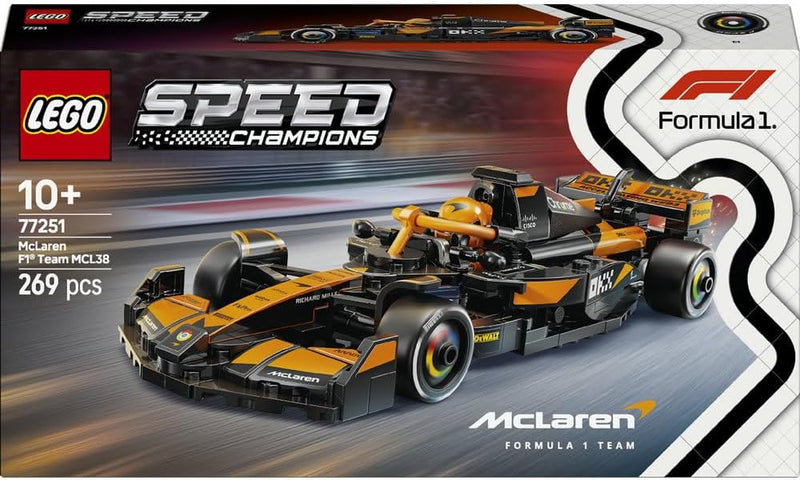 Speed Champions McLaren F1 Team MCL38 Race Car Toy with a Collectible Formula 1 Driver Minifigure - Model Kits for 10+ Year Old Boys & Girls or Adult Motorsport Fans 77251