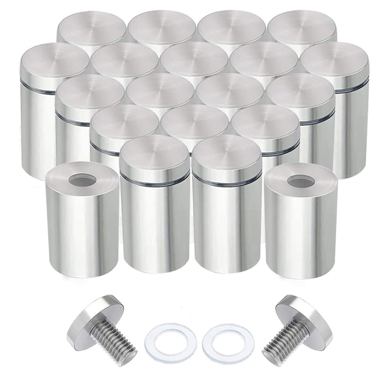 Excefore Stainless Steel Standoff Screws, 20Pcs 25 x 25mm Wall Standoff Sign Holders Screws, Mounting Glass Hardware for Hanging Acrylic Picture Frame, Advertising Screws Kit
