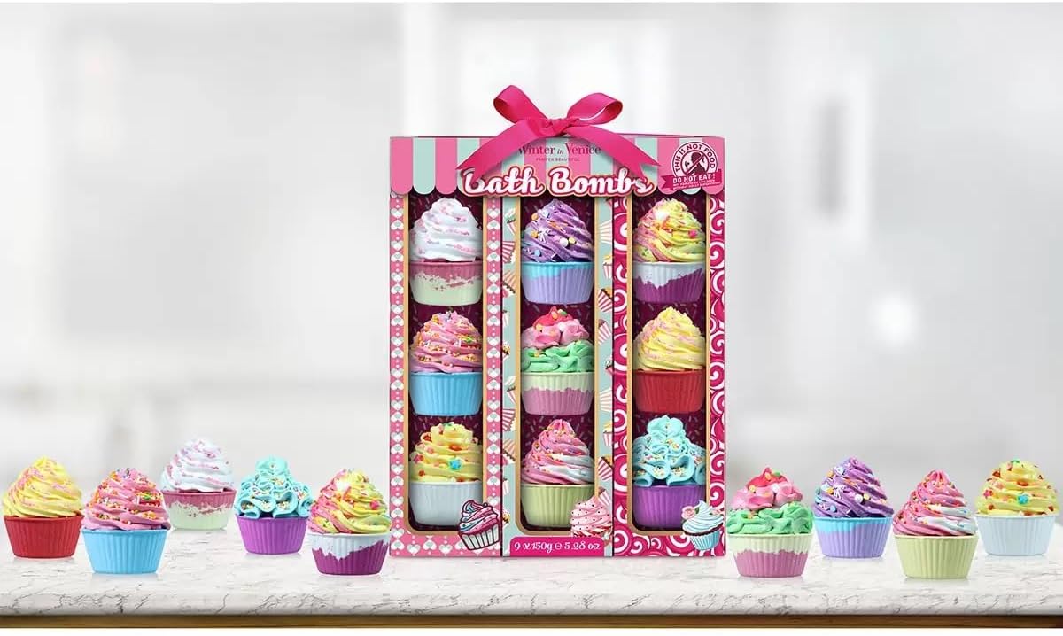 Winter in Venice Pamper Beautiful, Cupcake Bath Bombs, 9 Piece Set, 9 x 150g – image 2