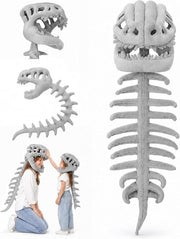 AM ANNA Dinosaur Skeleton Costume, Plush Wearable Dino Outfit with Headgear Spine for Kids Adult Halloween Cosplay Dress Up Spinosaurus - Grey