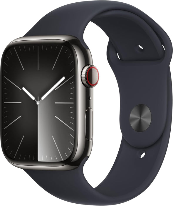 New Apple Watch Series 9 [GPS + Cellular 45mm] Smartwatch with Silver Stainless steel Case with Silver Milanese Loop One Size. Fitness Tracker, Blood Oxygen & ECG Apps, Water Resistant