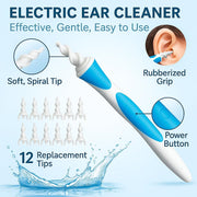 FITTO Q-Grips Earwax Remover, Spiral Ear Wax Removal, 16 Pcs Ear Cleaner with Soft Replacement Tips, Safe & Flexible Ear Wax Removal Kit for Adults and Kids, Portable Ear Cleaner for Home and Travel