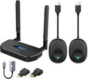 Wireless HDMI Transmitter and Receiver 4K Kit, Full HD 4K Wireless Presentation Equipment HDMI Adapter, Plug and Play Streaming Media. Laptop, Dongle, PC,PS4, Smart Phone to HDTV/Projector 165FT/50M - TX*2+RX*1