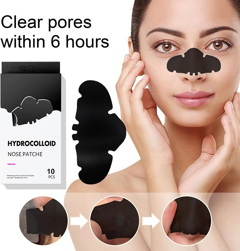 Nose Strip, Pimple Patche, Nose Sticker, Mighty Patch, Zits Strip, Hydrocolloid Patche, for Nose Pore, Zit, and Oil, Dermatologist, Approved Overnight Pore Strips to Absorb Acne Nose Gunk (10 Pcs)