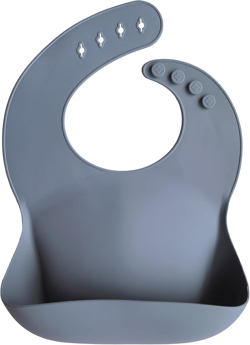 Silicone Baby Bib with Built-in Neck Fastener - Dishwasher Safe, BPA-Free Baby Feeding Set for Comfort & Cleanliness - Elegant Patterns for Stylish Bibs, 11 x 9.5 inches Dove Gray - Tradewinds