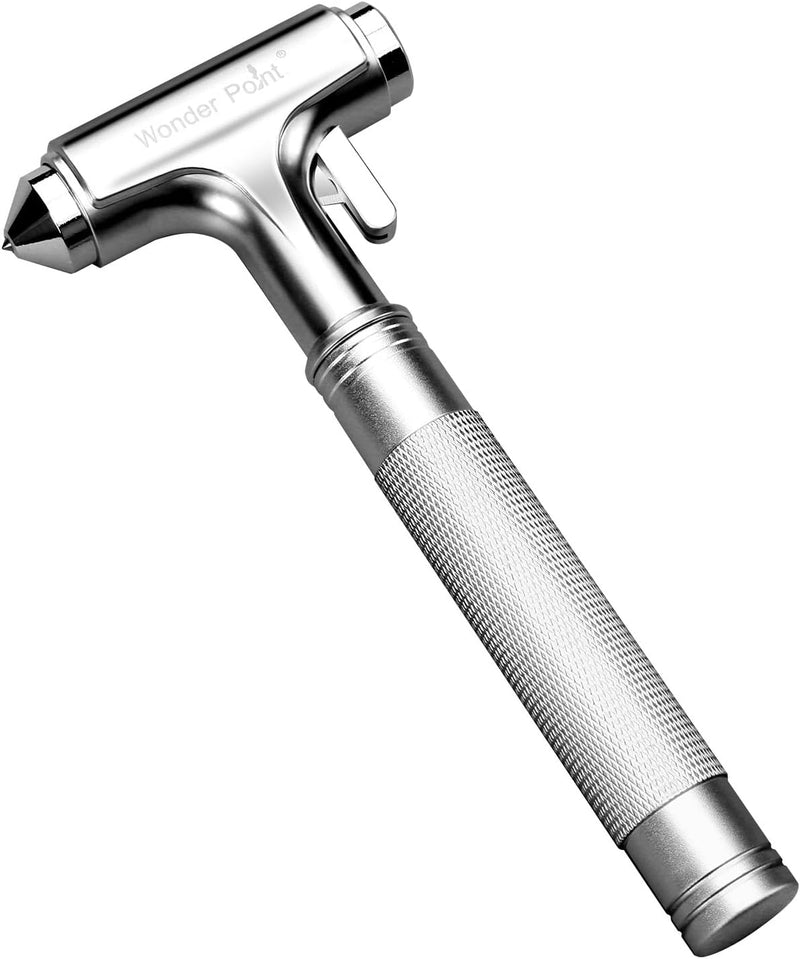 WONDER POINT Premium Car Glass Breaker with Seat Belt Cutter - Automotive Safety Hammer - Emergecy Escape Tool, Car Autoaccessory Metal Window Hammer, Vehicle Hard Aluminium Alloy Head Design
