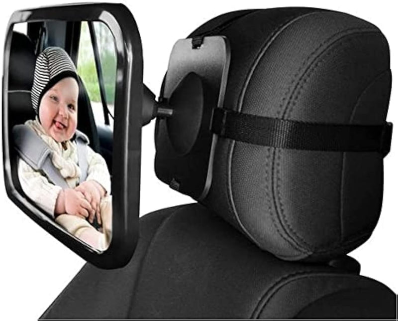 Dorart Baby Essential Rear Facing Mirror for Back Seat/Child Safety Car Seat - Crystal Clear Reflection via Crash-tested & Shatterproof Rear View Convex Mirror