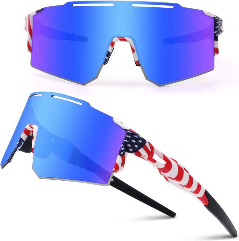 Ukoly Cycling Sunglasses for Men Women with 3 Interchangeable Lenses, Polarized Sports Sunglasses, Baseball Sunglasses