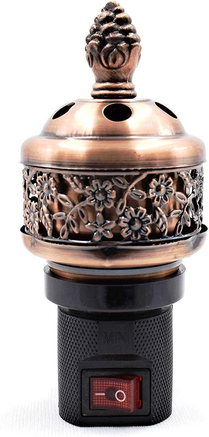Buycrafty Electric Bakhoor Burner Mini Aroma Incense Burner Free Plug Oud Resin Frankincense Camphor Positive Energy Gift