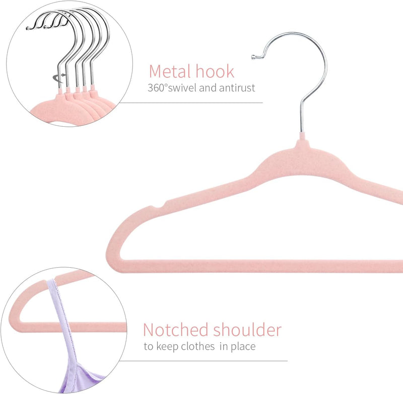 ManGotree Baby Velvet Hangers, Infant and Toddler Hangers, Non-Slip Children Hangers, Ultra-Slim Space Saving Kids Hangers, Sturdy Clothes Hangers 15 Pack (White)