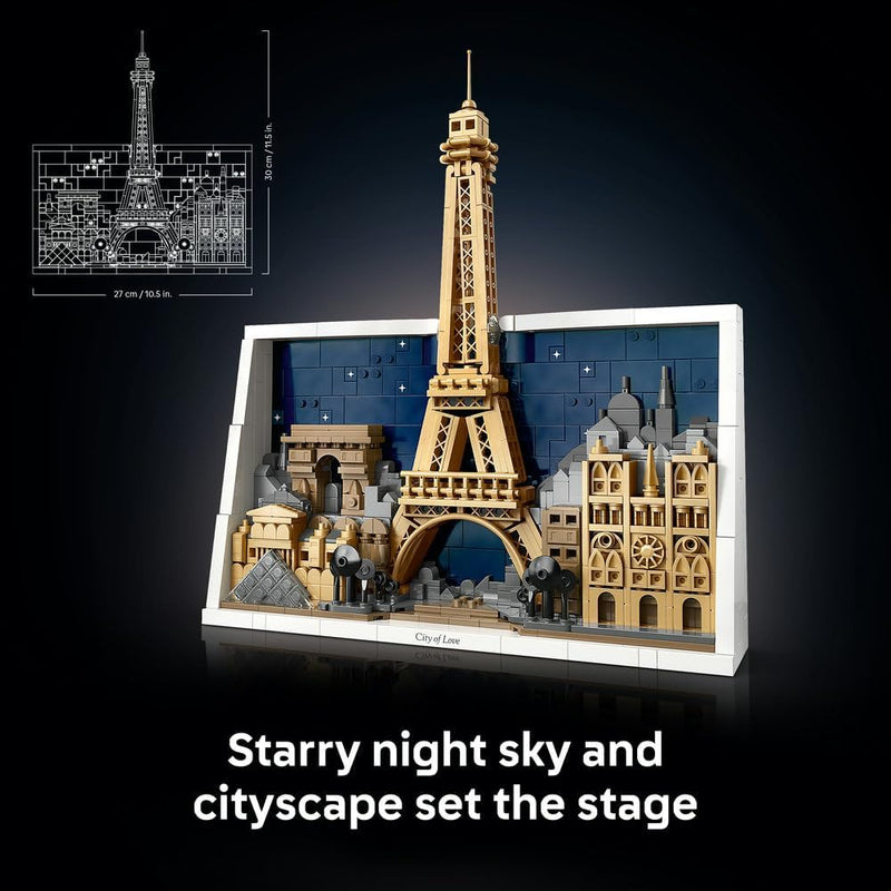 Architecture Paris City of Love - DIY Miniature Model Kit for Adults - Home Decor 3D Wall Art w/Iconic Parisian Landmarks Incl. Eiffel Tower - Gift Idea - 21064