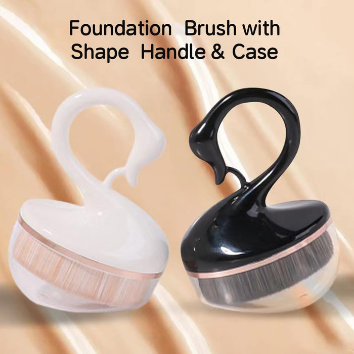 ECVV Professional Foundation Brush for Liquid Makeup, Makeup Brush with Swan-shap Handle and Case, Swan Flat Top Kabuki Foundation Brush(Black)