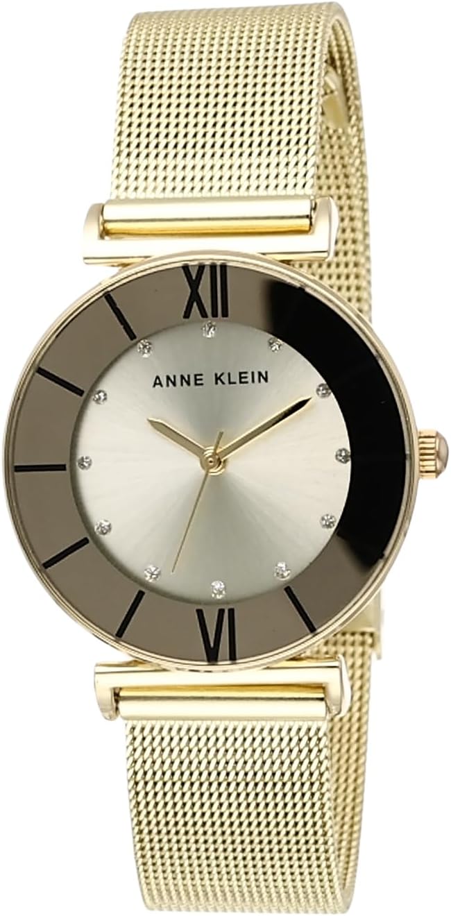 Women's Glitter Accented Mesh Bracelet Watch - Gold