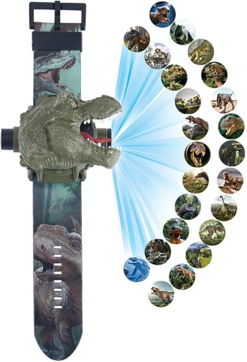 24 Dinosaur Projection Patterns Digital Watch for Kids - Cartoons, Toys for Boys Girls Children With Lid, Adjustable Date & Time Projector