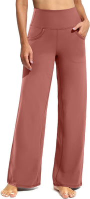 Women Yoga Pants Activewear Leggings Trousers with Pockets Stretch Loose Casual Wide Lounge Sweatpants Petite/Regular/Tall - Cameo