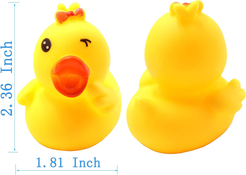 FIVOENDAR Duck Baby Bath Toy, Float & Squeak Mini Rubber Adorable Blink Duck Baby Bath Ducky Sound Shower Toys for Kids, Baby Shower Birthday Party Favors Gift, Set of 50