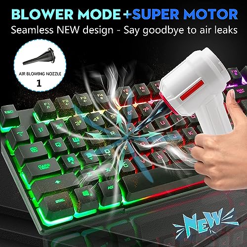 NOSKIN (Upgraded) Compressed Air Duster & Mini Vacuum Keyboard Cleaner 3-in-1, New Generation Canned Air Spray, Portable Electric Air Can, Cordless Blower Computer Cleaning Kit