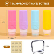 3.3oz TSA Approved Travel Bottles - Leakproof Toiletry Containers Set, BPA Free Squeeze Bottles for Shampoo, Lotion & Cosmetics (Macaron Colors, 6 Pack)