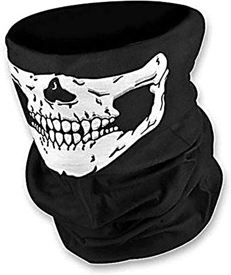 Scarf Skull Half Face Skeleton Motorcycle Scary Horror Party Halloween Mask Gift Skull print Multi-Purpose Scarf/Bandana/Mask For Men and Women