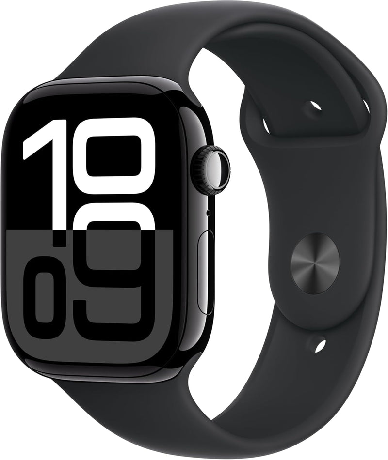 Apple Watch Series 10 GPS + Cellular 46 mm Smartwatch with Jet Black Aluminium Case with Ink Sport Loop - One Size. Fitness Tracker, ECG App, Always-On Retina Display, Carbon Neutral