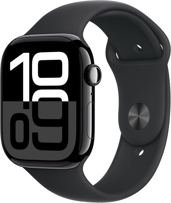 Apple Watch Series 10 GPS + Cellular 46 mm Smartwatch with Jet Black Aluminium Case with Ink Sport Loop - One Size. Fitness Tracker, ECG App, Always-On Retina Display, Carbon Neutral