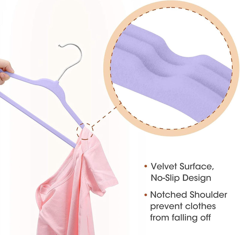 Red Dot Gift® 50 Pack Baby Velvet Hangers 11Inch/28cm - Nursery Clothes Hangers Non Slip Toddler Hangers, 360 Chrome Swivel Hook (White, 50)
