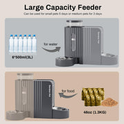 Gardner Pet Automatic Gravity Cat Food Feeder and Water Dispenser Stainless Steel Two-in-One Set Large Capacity Dispenser for Pets Dogs, Puppies, Kittens, Rabbits - Large Dark Grey