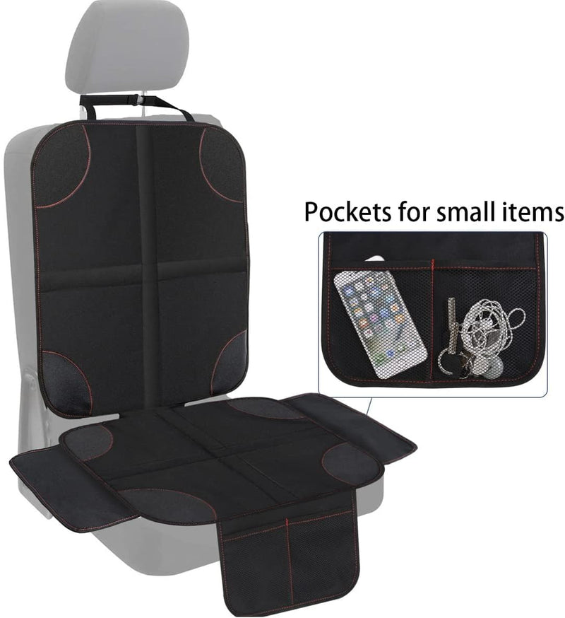 Car Seat Protector, Anti-Slipt Auto Seat Cover Mat With Thickest Padding With Organizer Mesh Pockets For Under Baby And Pet Seat, Vehicle Accessories For Most Cars