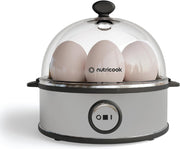 Nutricook Egg Cooker, 7 Eggs Capacity,Egg Cooker for Boiled, Poached, Scrambled Eggs & Omelettes, Buzzer Indicator, Precision Cooking, Includes accessories, EC207ME-S,Beige, 2-Year Limited Warranty - Stainless Steel