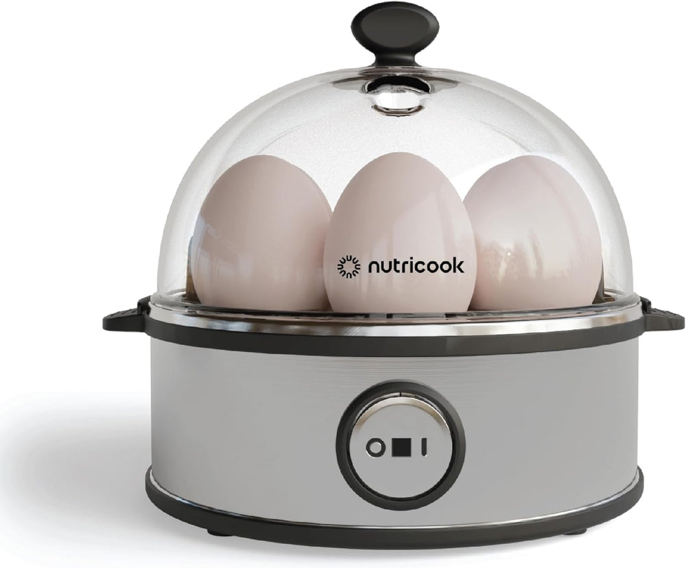 Nutricook Egg Cooker, 7 Eggs Capacity,Egg Cooker for Boiled, Poached, Scrambled Eggs & Omelettes, Buzzer Indicator, Precision Cooking, Includes accessories, EC207ME-K,Black, 2-Year Limited Warranty