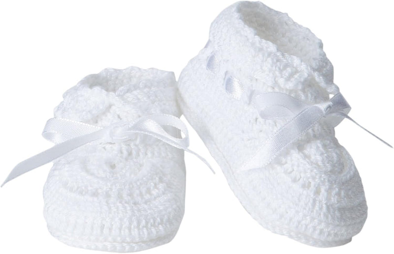 Baby Girls efferies Socks Baby Girls Boys Satin Ribbon Hand Crochet Bootie efferies Socks Baby Girls Boys Satin Ribbon Hand Crochet Bootie, White/White, Newborn - White