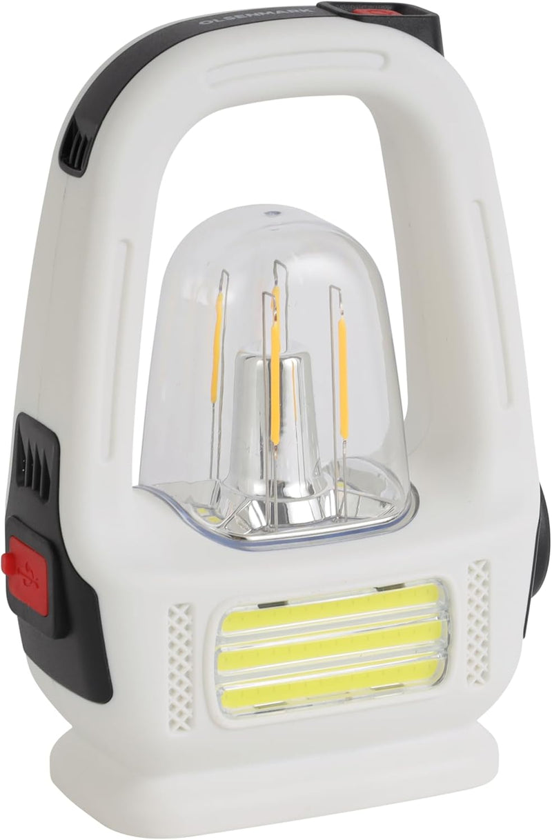 Olsenmark Rechargeable LED Tungsten Light with Solar- OME2841 Long Operating Time 4 Hours, Multi-Functional Lighting, COB Technology Portable and Light-Weight Design with Handle