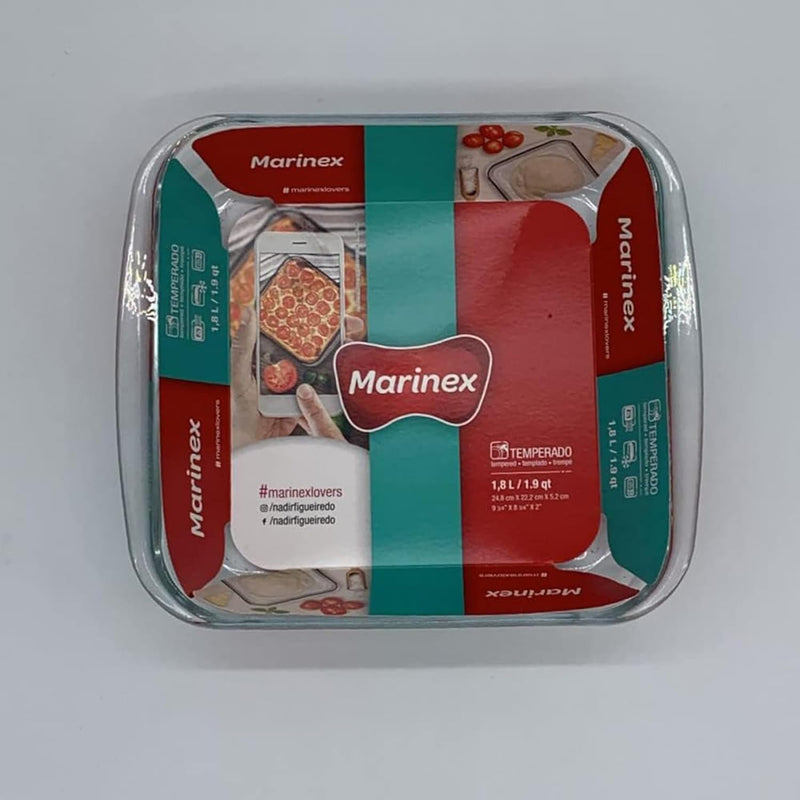 MARINEX Medium Square Glass Roaster 1.8L Durable Heat-Resistant Bakeware Dish Transparent Oven-Safe Roasting & Baking Tray Ideal for Brownies, Casseroles, Pasta Bakes, Desserts & Everyday Meals