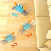 SKY-TOUCH Electric Runaway Crab Crawling Crab Baby Toy with Music and LED Light Up Toddler Interactive Learning Development Toy with Automatically Avoid Obstacles For Babies, Toddlers and Kids - Blue-Crab