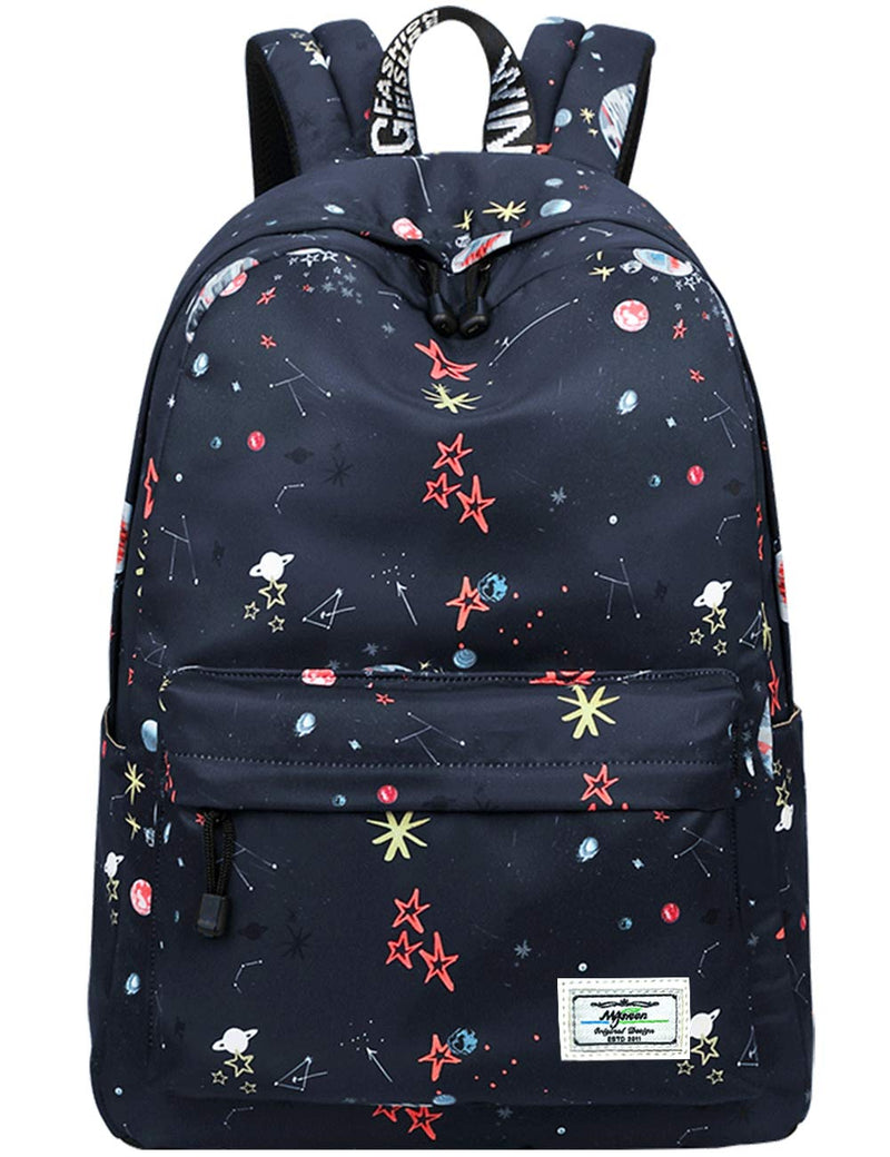 School Bookbags for Kids, Cute Galaxy Stars Planets Backpack College Bags Daypack Travel Bag by Mygreen (Black)