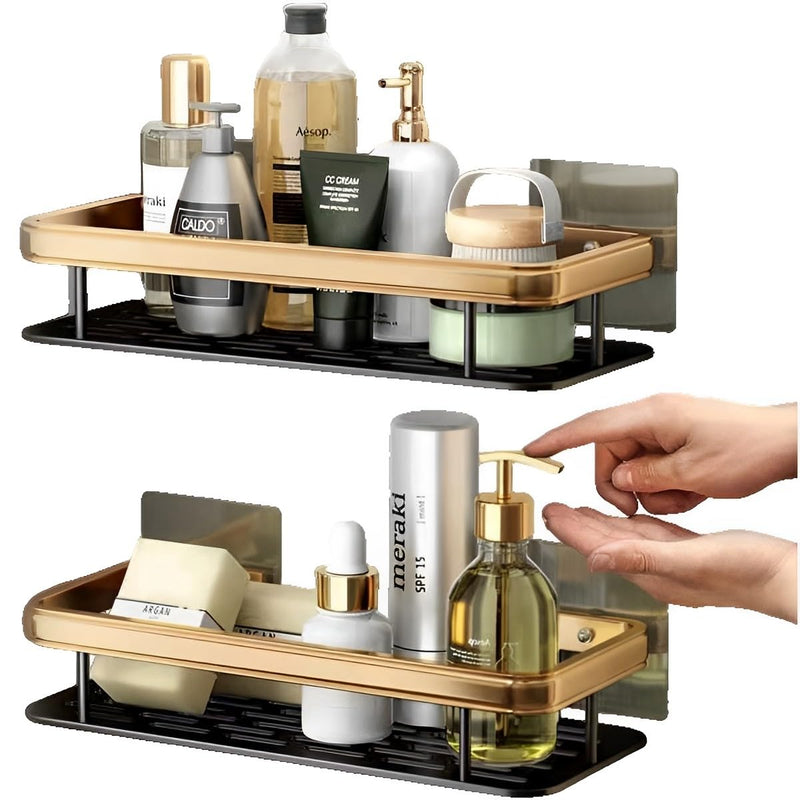 Beauenty 2-Pack Rust-Proof Stainless Steel Shower Caddy Shelf Organizer, Modern Wall-Mounted Double Shelf, Bathroom Accessories Organization Rack