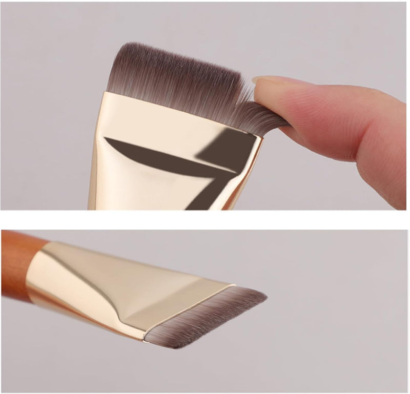 2 Pcs Flat Foundation Brush, Mini Nose Contour Brush, Face Makeup Brush for Liquid Makeup, Ultra Thin Liquid Foundation Brushes for Blending, Cream