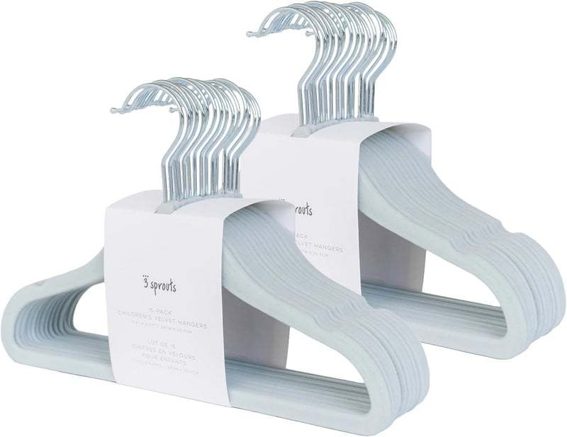3 Sprouts Baby Hangers, Non-Slip Velvet Hangers, Kids Hangers - Pack of 15 - Pink