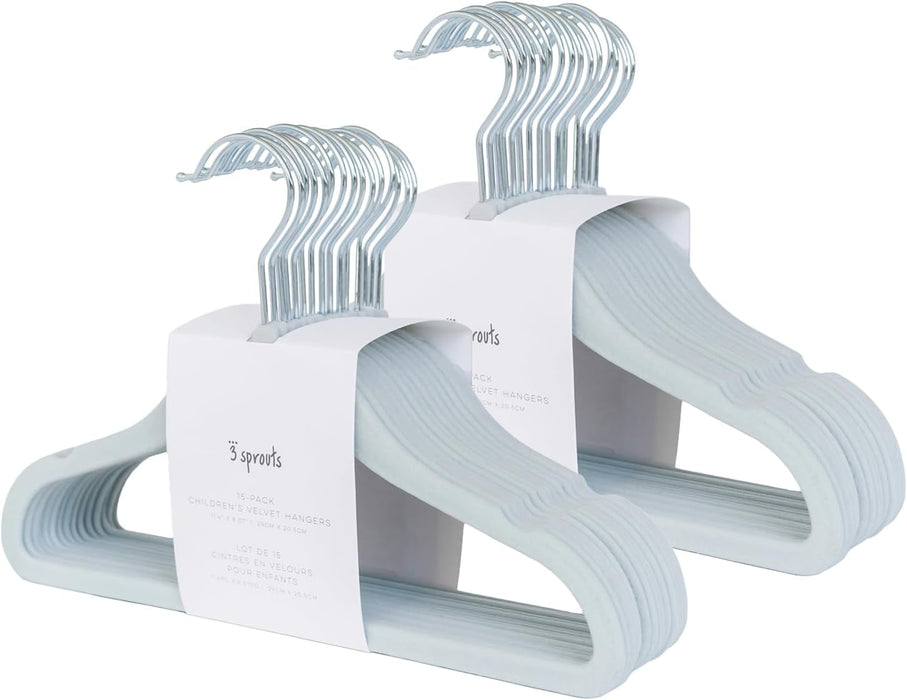 3 Sprouts Baby Hangers, Non-Slip Velvet Hangers, Kids Hangers - Pack of 15 - Pink