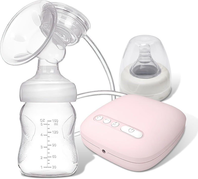 Mumoo Bear Electric Breast Pump, Portable Breast Feeding Pump Nursing Breast Massage With 2 Modes And 9 Suction Levels, Bpa Free Single Breast Milk (Pink)