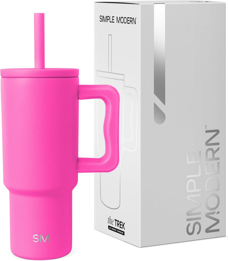 Simple Modern Kids 24 oz Tumbler with Handle and Silicone Straw Lid | Spill Proof and Leak Resistant | Reusable Stainless Steel Bottle | Gift for Kids Boys Girls | Trek Collection | Asteroid