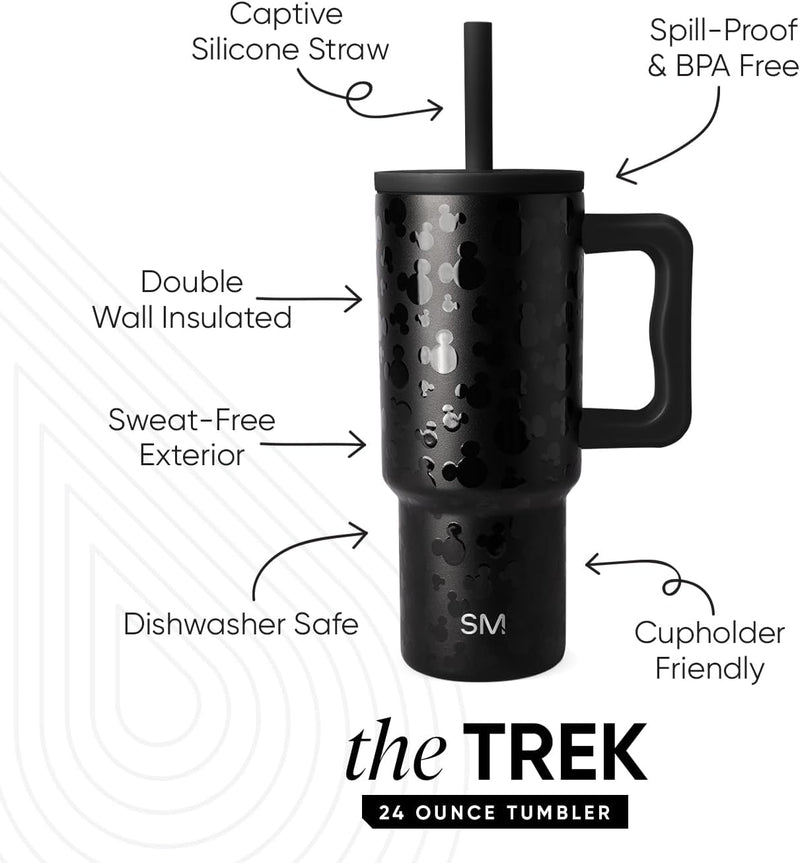 Simple Modern Kids 24 oz Tumbler with Handle and Silicone Straw Lid | Spill Proof and Leak Resistant | Reusable Stainless Steel Bottle | Gift for Kids Boys Girls | Trek Collection | Asteroid
