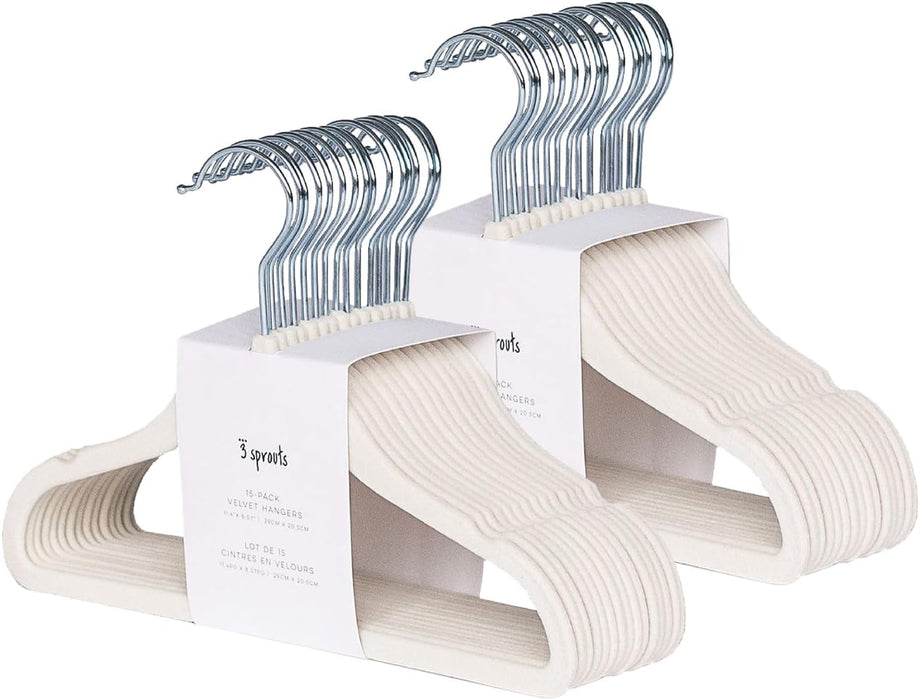3 Sprouts Baby Hangers, Non-Slip Velvet Hangers, Kids Hangers - Pack of 15 - Pink