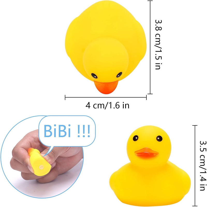 50pcs 1.6x1.5x1.4 Inch Rubber Ducks, Float and Squeak Bath Duck Toys Cute Rubber Ducks for Baby Shower Birthday Party Supplies