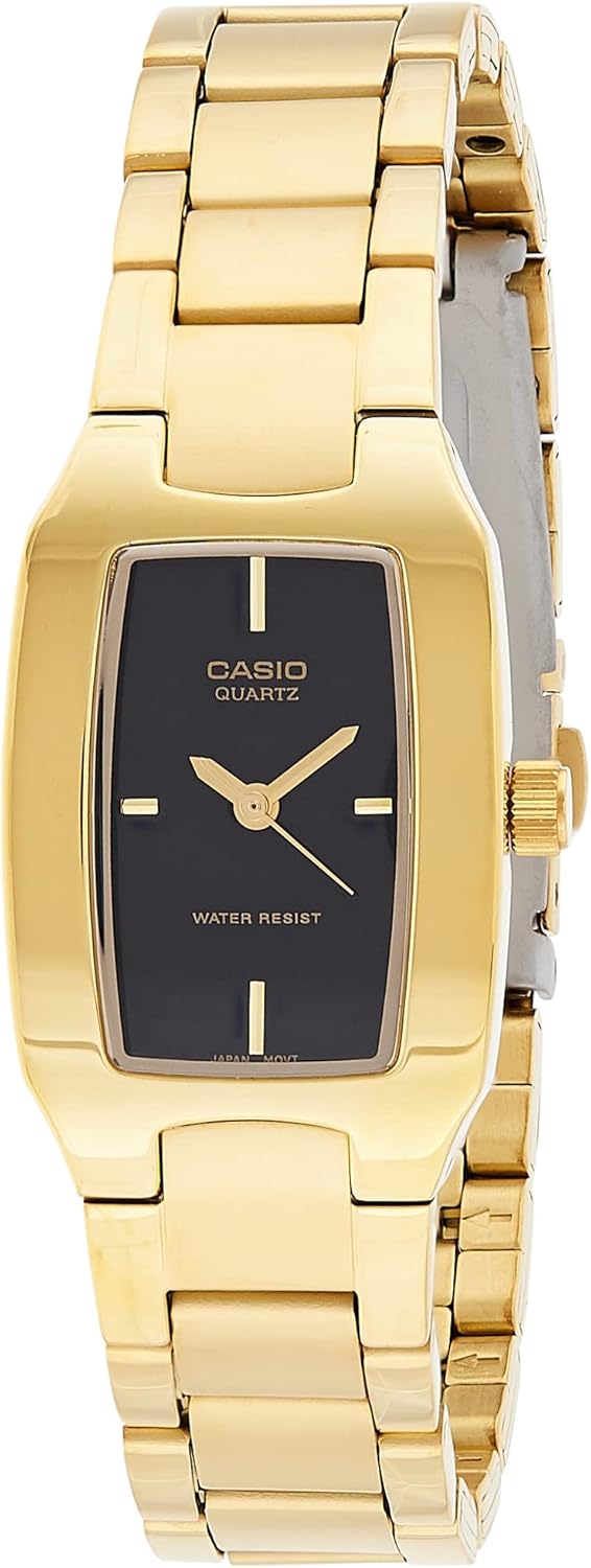 Analog Display and Stainless Steel Strap Watch for Women - Black/Gold