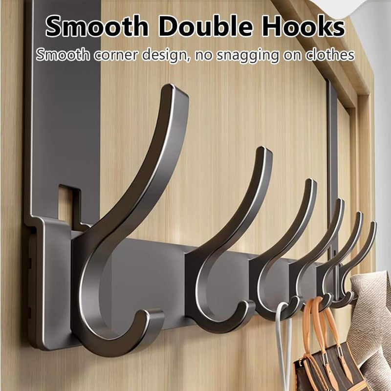 Over The Door Hooks, 12-Hook Door Hanger Organizer for Bathroom & Bedroom, Heavy Duty Over Door Towel Rack, Coat Hat Bag Hanger with Rust-Resistant Hooks, Space-Saving Home Storage Solution